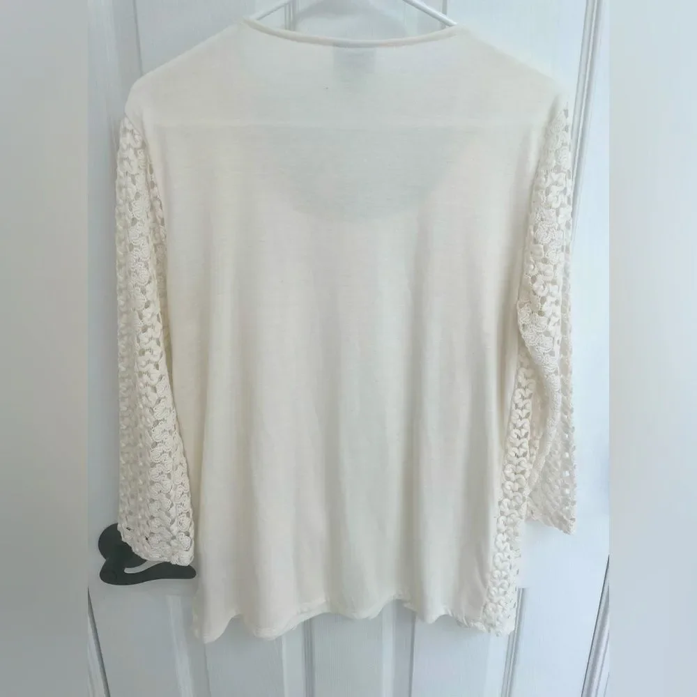 Jaclyn Smith Two in One Off White Crochet Sweater and Tank Top Women’s Size L - Picture 2 of 4